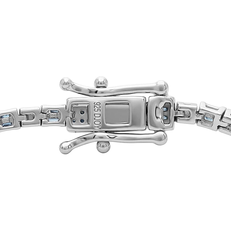 D'Joy Blue Diamond (IR) 1.00 ctw Classic Tennis Bracelet in Rhodium Over Sterling Silver (7.25 In)