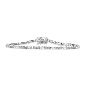 D'Joy Diamond 1.00 ctw Classic Tennis Bracelet in Rhodium Over Sterling Silver (7.25 In)