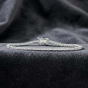 D'Joy Diamond 1.00 ctw Classic Tennis Bracelet in Rhodium Over Sterling Silver (7.25 In)