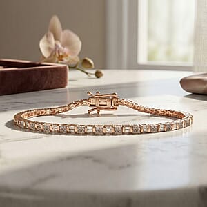 D'Joy Natural Champagne Diamond 1.00 ctw Classic Tennis Bracelet in Rhodium Over Sterling Silver (7.25 In)