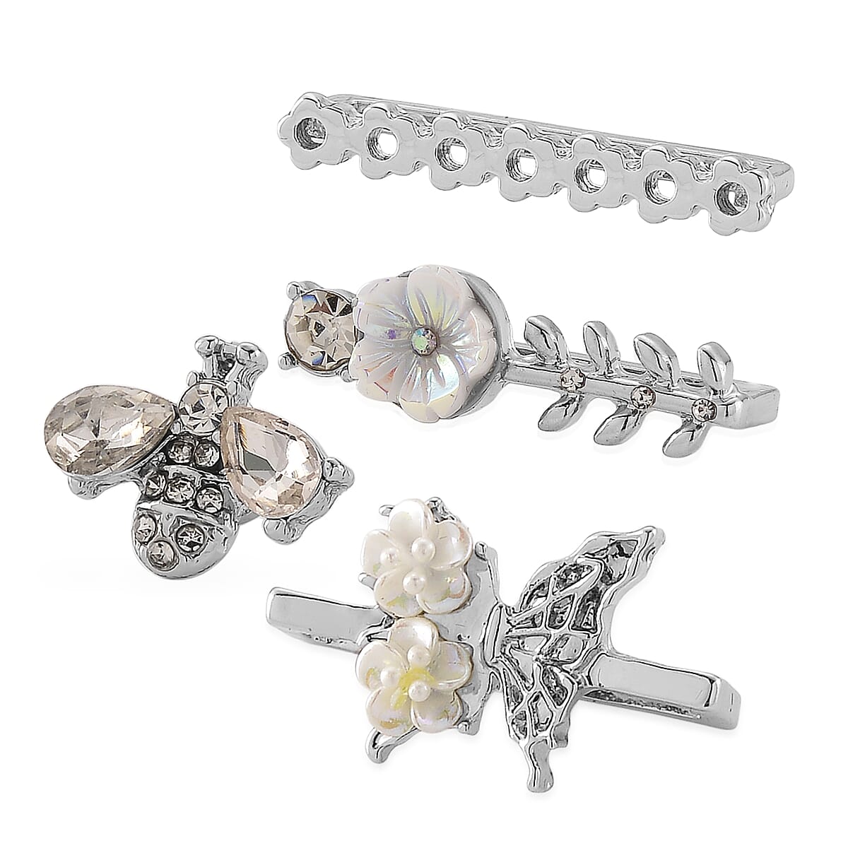 Austrian Crystal and Resin Pearl Set of 4 Apple watch Strap Charms image number 2