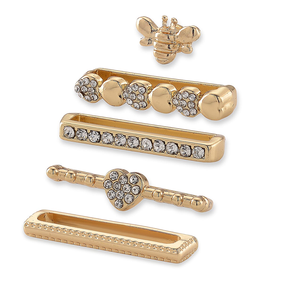 Austrian Crystal Set of 5 Apple watch Strap Charms in Goldtone image number 2
