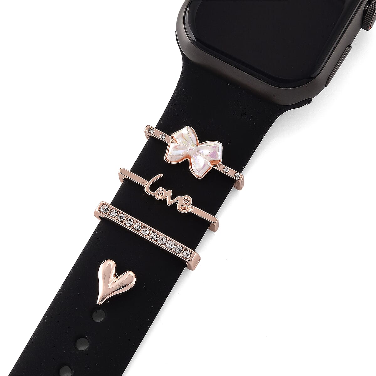Austrian Crystal and Resin Set of 4 Apple watch Strap Charms in Rosetone image number 1