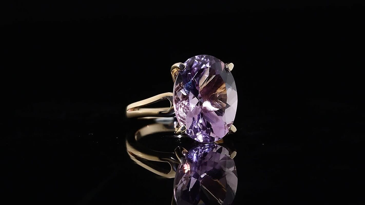 EverTrue Rose De France Amethyst Solitaire Ring in 18K YG Plated (Size 6.0) 9.25 ctw