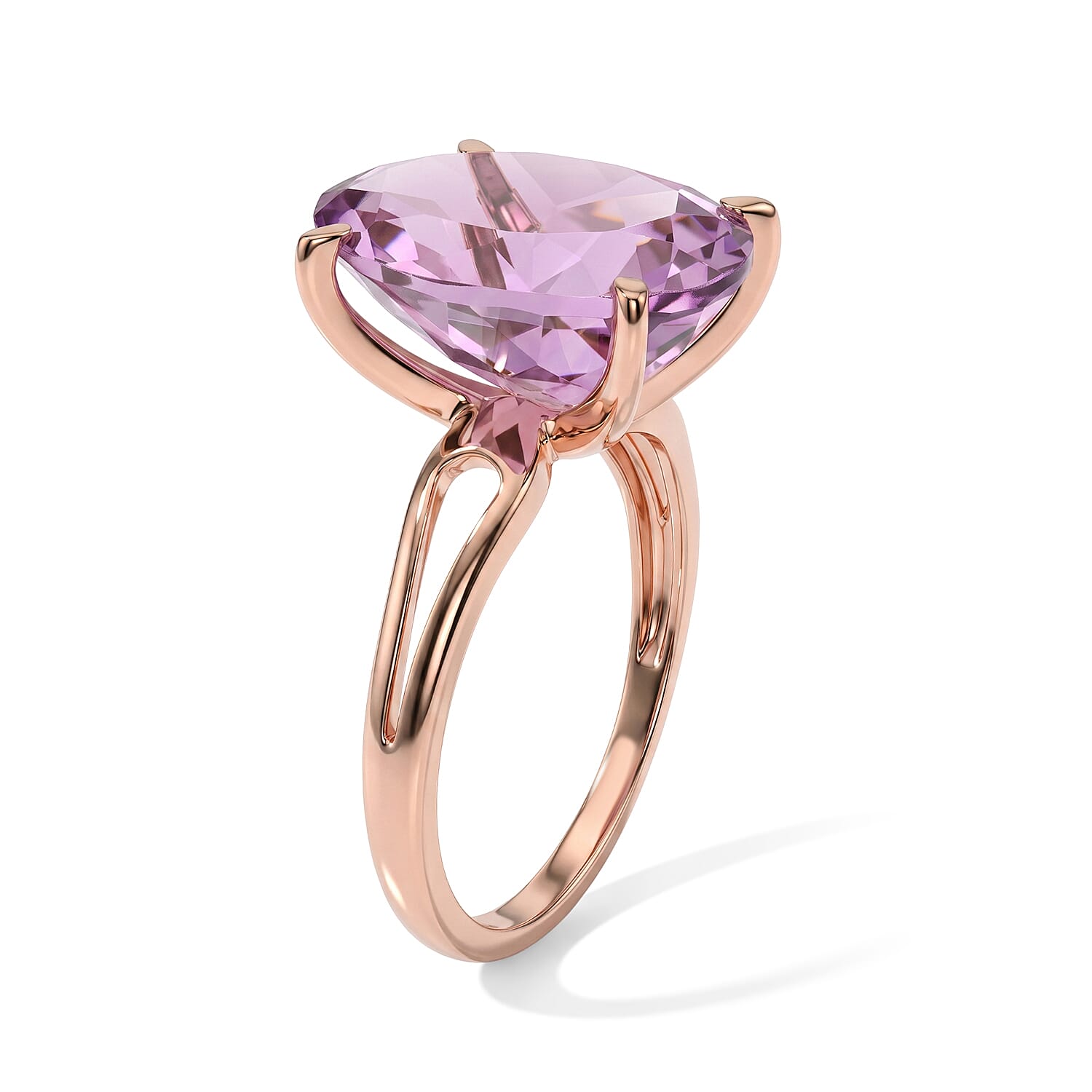 EverTrue Rose De France Amethyst 9.25 ctw Solitaire Ring in 18K YG Plated (Size 8.0)