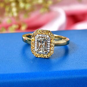 D'Joy AAA Turkizite and Multi Gemstone 1.50 ctw Golden Aura Ring in 18K Vermeil Yellow Gold Over Sterling Silver (Size 5.0)