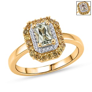 D'Joy AAA Turkizite and Multi Gemstone 1.50 ctw Golden Aura Ring in 18K Vermeil Yellow Gold Over Sterling Silver (Size 8.0)