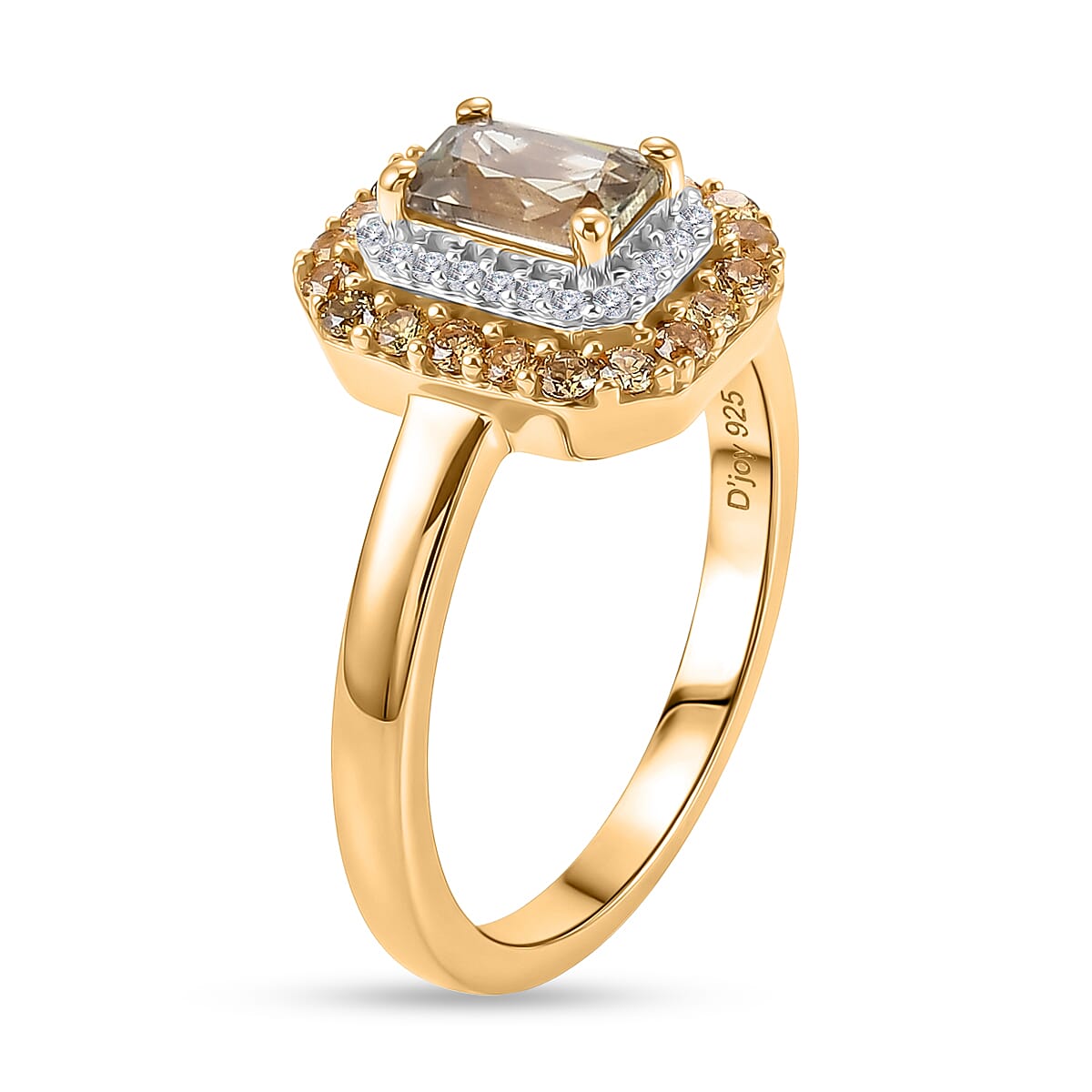 D'Joy AAA Turkizite and Multi Gemstone 1.50 ctw Golden Aura Ring in 18K Vermeil Yellow Gold Over Sterling Silver (Size 8.0)