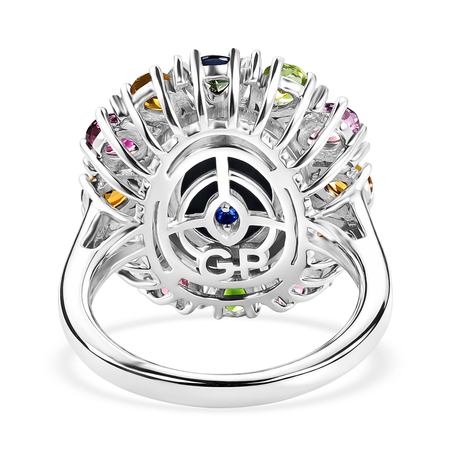 GP Celestial Dream Collection Premium Blue Star Sapphire and Multi Gemstone 7.85 ctw Ring in Rhodium Over Sterling Silver (Size 10.0)