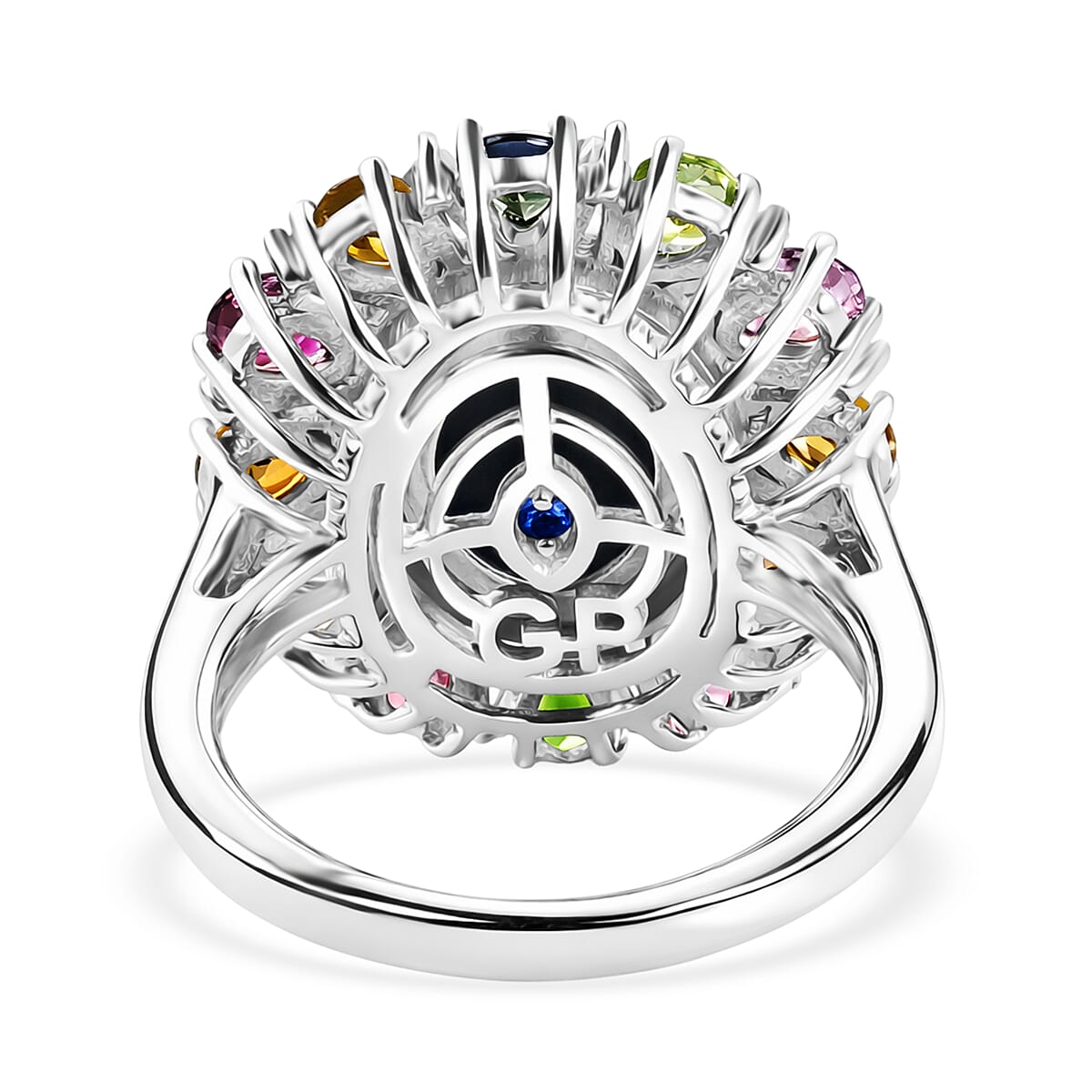 GP Premium Blue Star Sapphire and Multi Gemstone 7.85 ctw Ring in Rhodium Over Sterling Silver (Size 7.0) image number 4