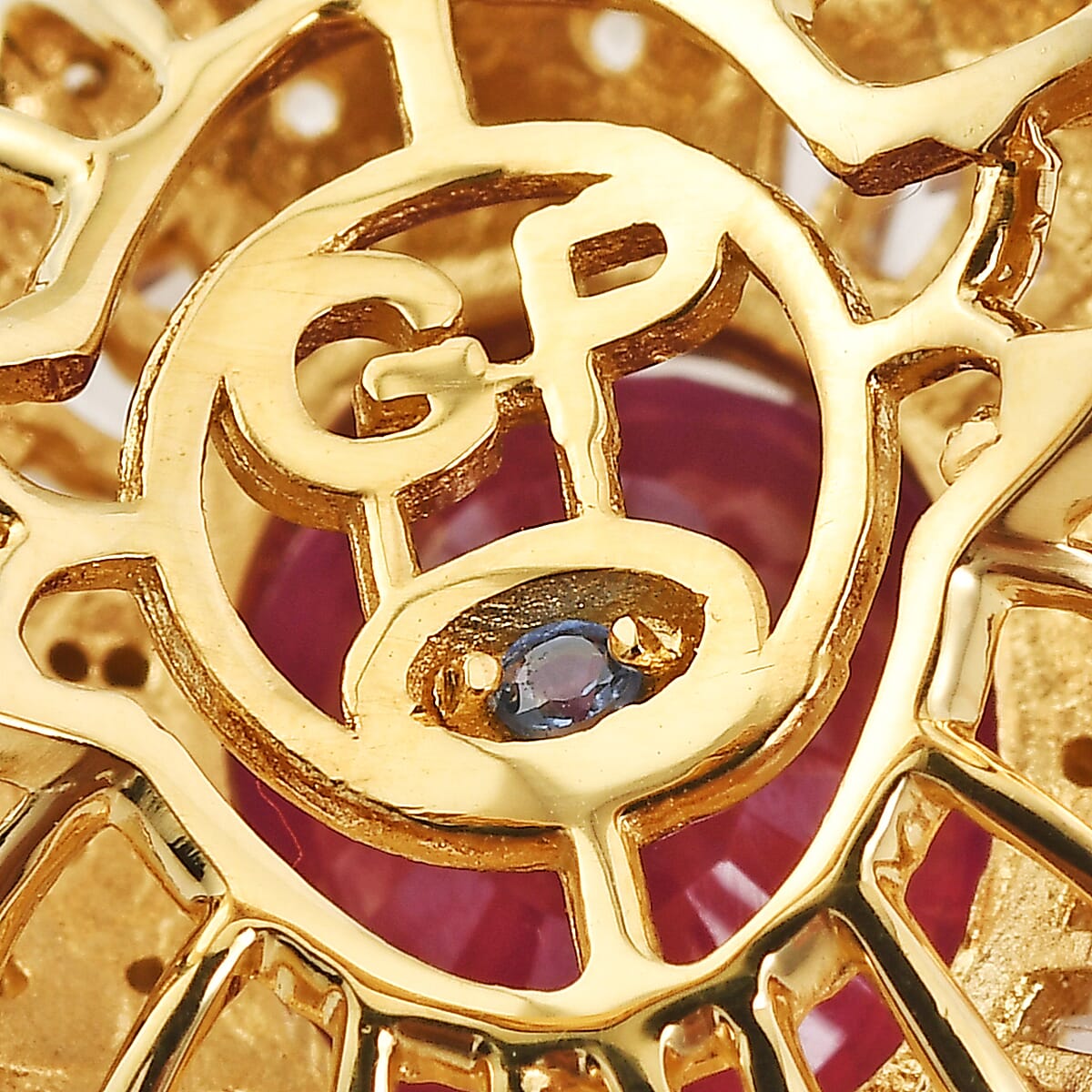 GP Premium Niassa Ruby (FF) and White Zircon 6.90 ctw Ring in 18K Vermeil Yellow Gold Over Sterling Silver (Size 7.0) image number 6