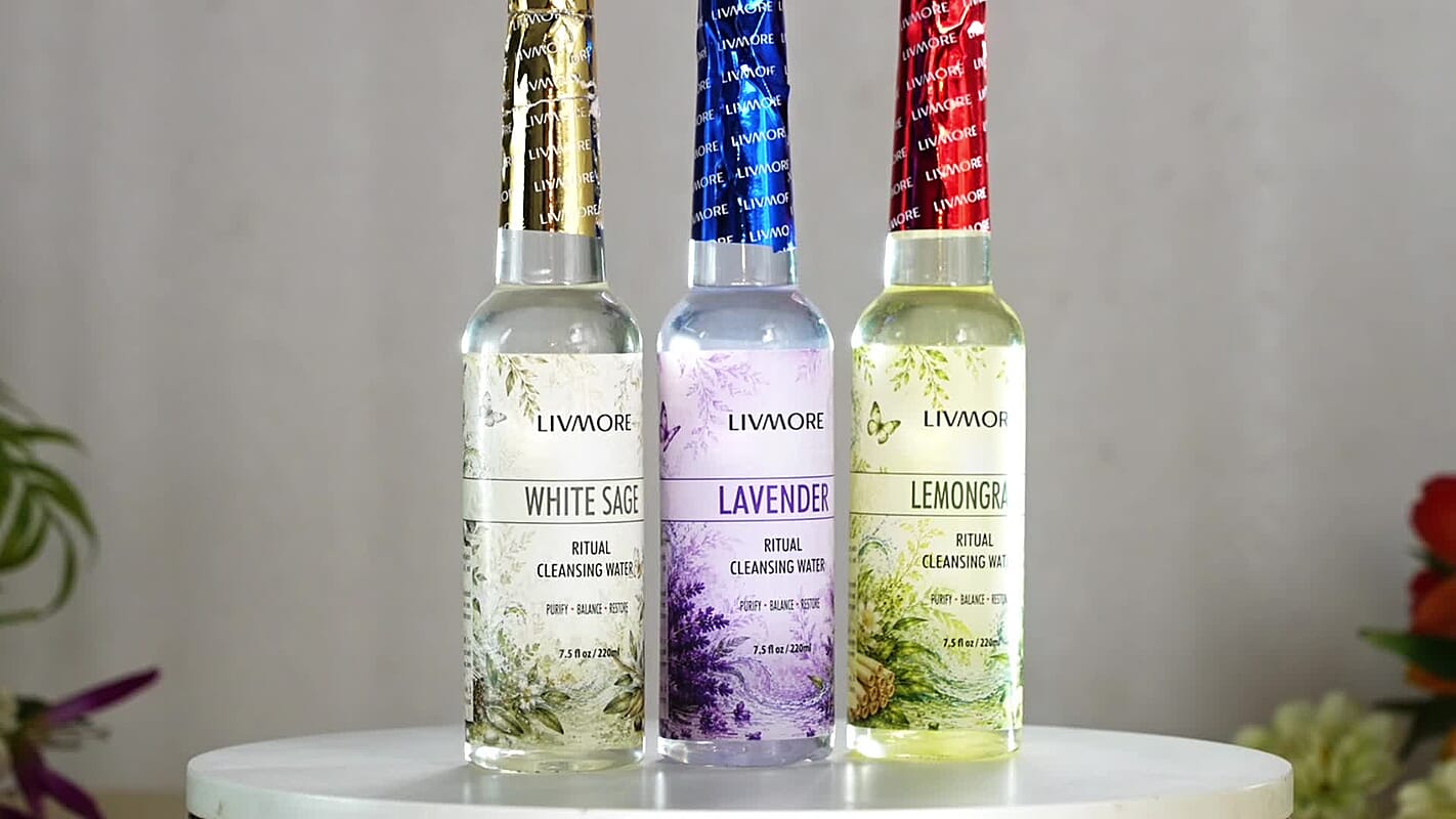 Livmore Set of 3 Cleansing Water (White Sage, Lavender, Lemon Grass) 7.5oz/each