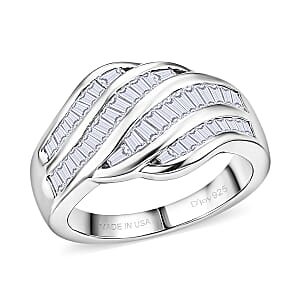 D'Joy White Topaz 2.10 ctw Ring in Rhodium Over Sterling Silver (Size 10.0)