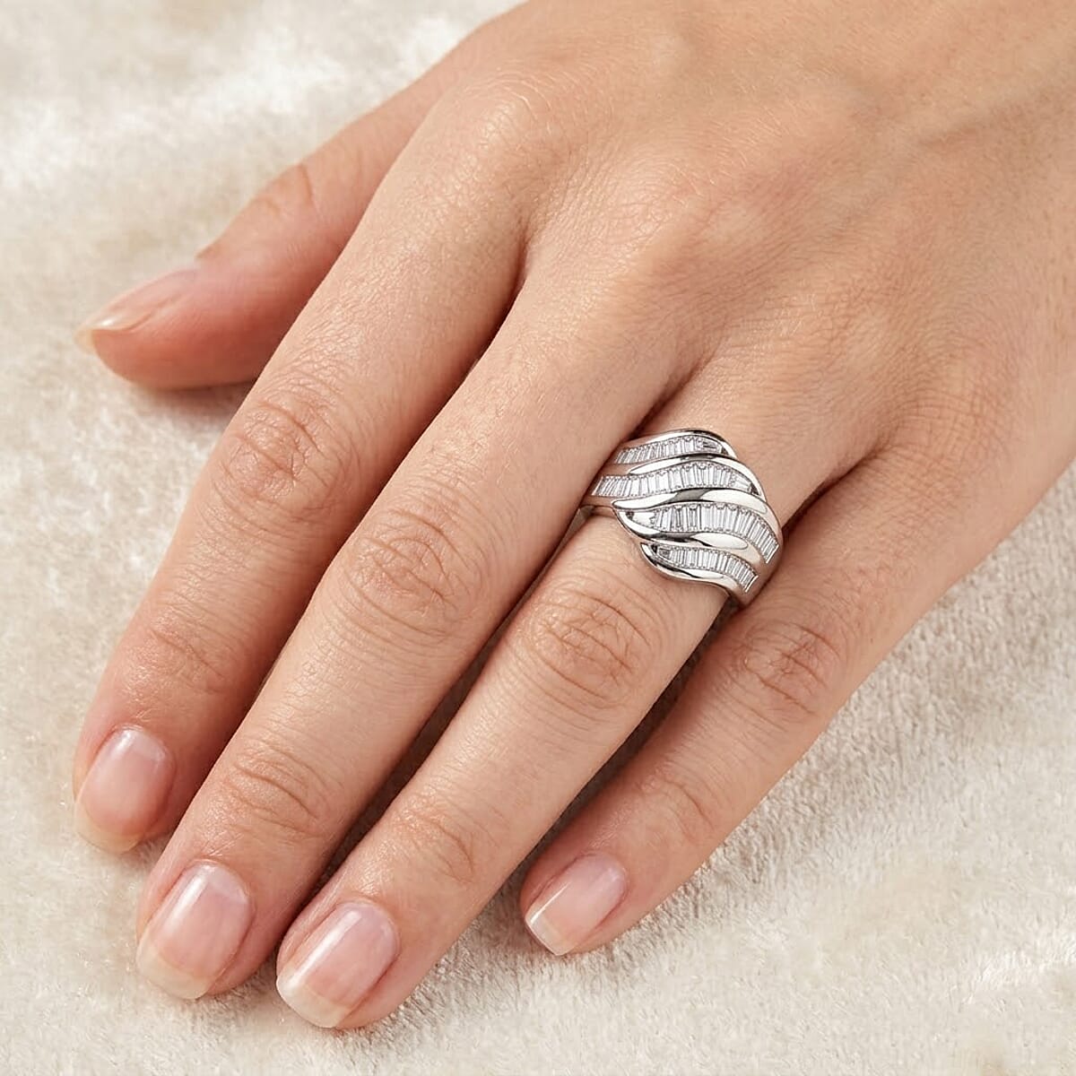 D'Joy White Topaz 2.10 ctw Ring in Rhodium Over Sterling Silver (Size 10.0) image number 2