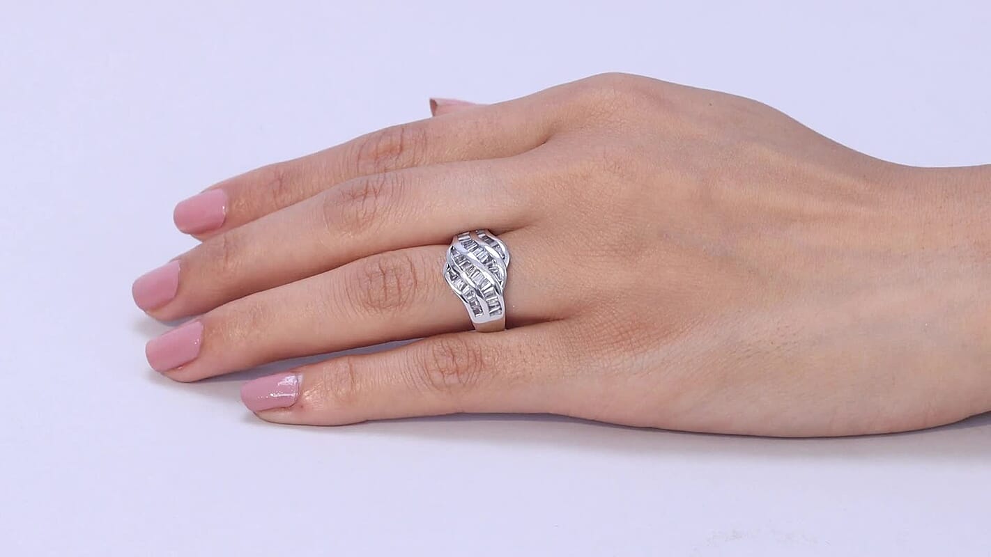D'Joy White Topaz Ring in Rhodium Over Sterling Silver (Size 10.0) 1.70 ctw