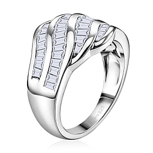 D'Joy White Topaz 2.10 ctw Ring in Rhodium Over Sterling Silver (Size 7.0)