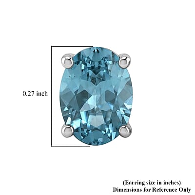 D'Joy Cambodian Blue Zircon 2.65 ctw Royal Twilight Earrings in Rhodium Over Sterling Silver