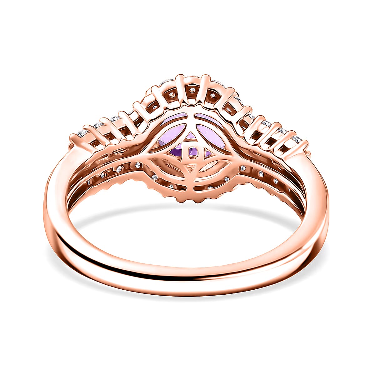 D'Joy Premium African Amethyst and White Zircon 3.10 ctw Ring in 18K Vermeil Rose Gold Over Sterling Silver (Size 10.0) (Del. In 10-12 Days) image number 4