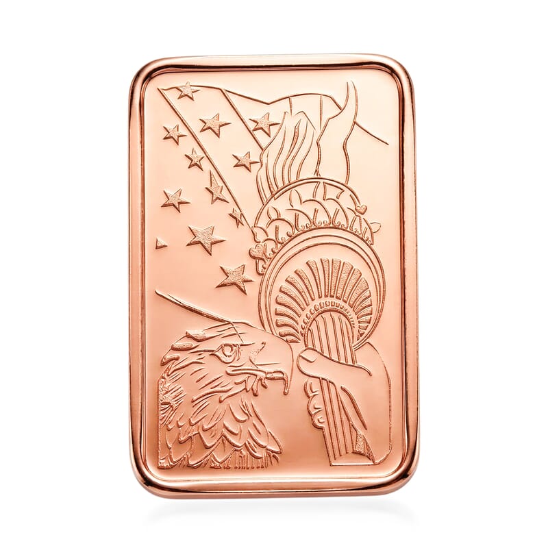 Copper Liberty Torch & American Eagle Iconic Embossed Bar (10g)