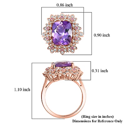 GP Italian Garden Collection AAA Rose De France Amethyst and Multi Gemstone 5.65 ctw Ring in 18K Vermeil Rose Gold Over Sterling Silver (Size 10.0)