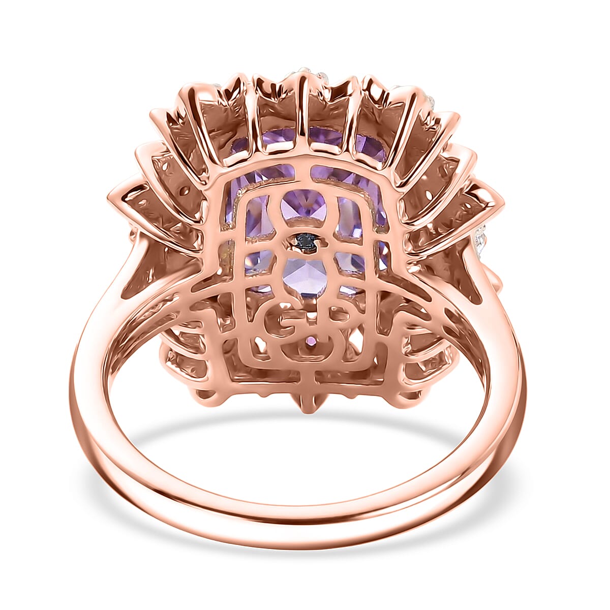 GP AAA Pink Amethyst and Multi Gemstone 5.65 ctw Floral Ring in 18K Vermeil Rose Gold Over Sterling Silver (Size 7.0) image number 4