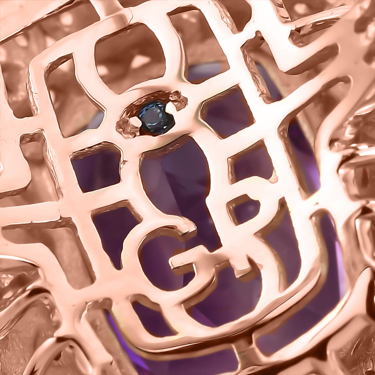 GP AAA Pink Amethyst and Multi Gemstone 5.65 ctw Floral Ring in 18K Vermeil Rose Gold Over Sterling Silver (Size 7.0) image number 5