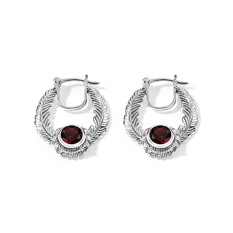 EverTrue Mozambique Garnet 5.60 ctw Earrings in Platinum Bond