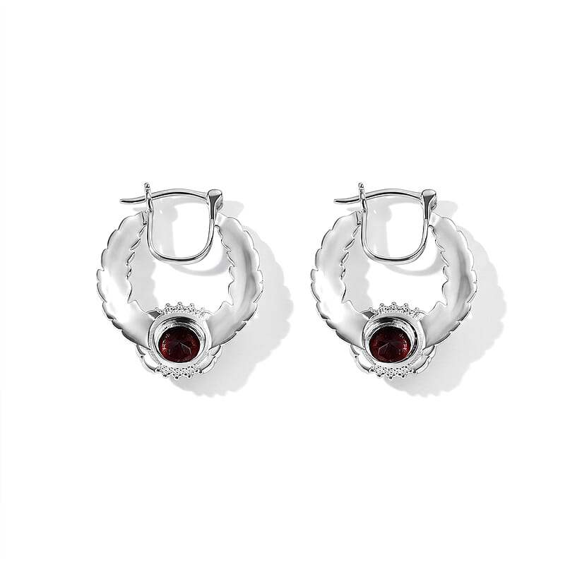 EverTrue Mozambique Garnet 5.60 ctw Earrings in Platinum Bond