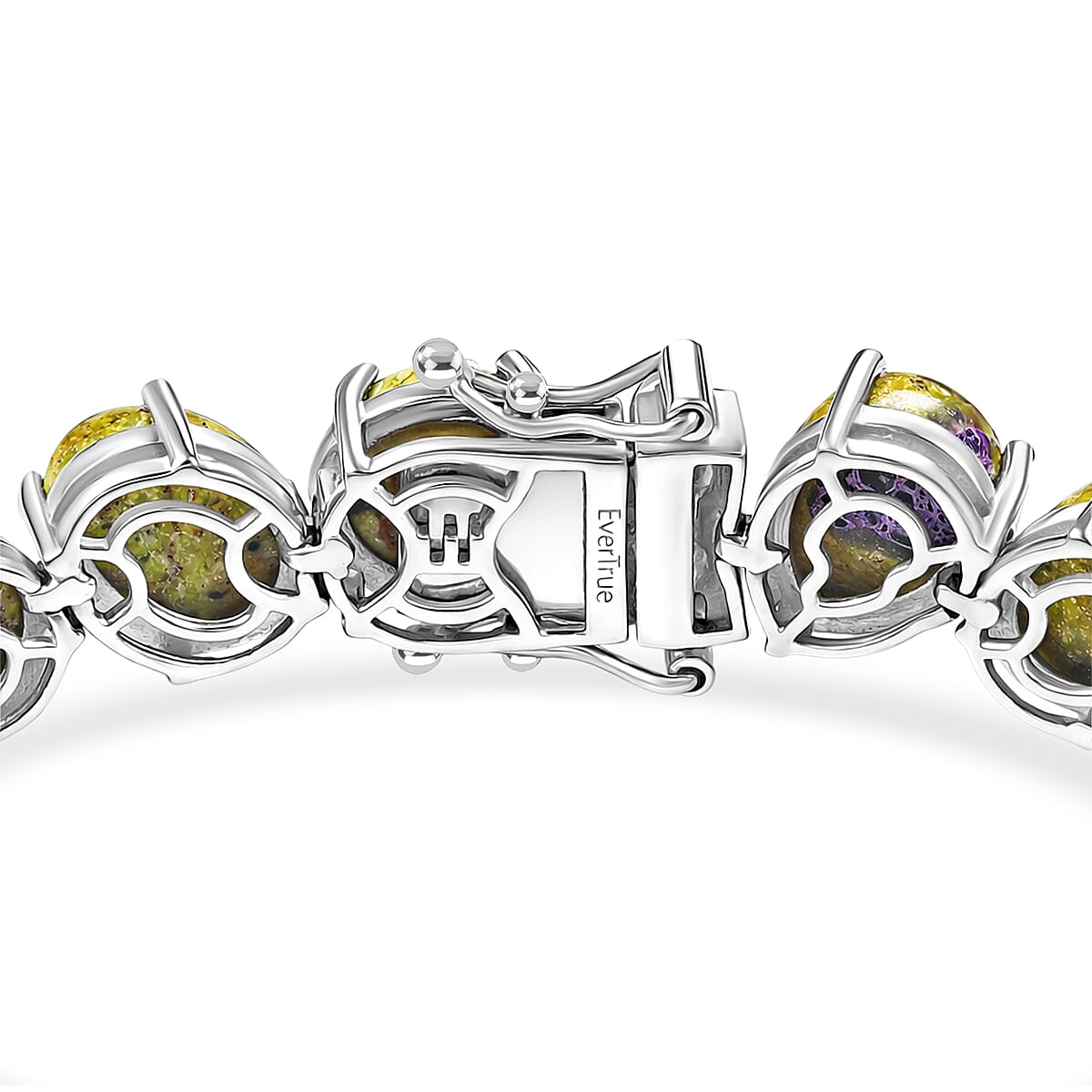 EverTrue Tasmanian Stichtite 37.60 ctw Multi Shapes Mystic Earth Link Bracelet in Platinum Bond (6.50 In) image number 3