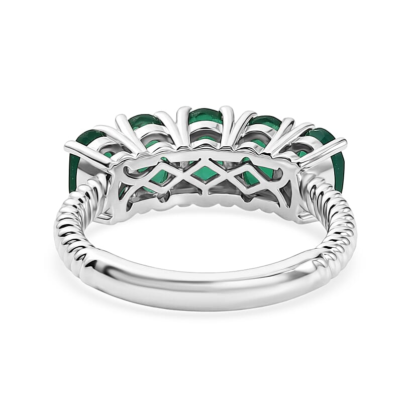 EverTrue Green Onyx 2.25 ctw 5 Stone Ring in Platinum Bond (Size 6.0)