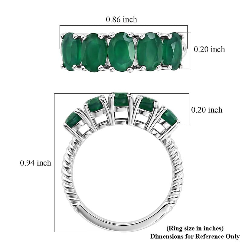 EverTrue Green Onyx 2.25 ctw 5 Stone Ring in Platinum Bond (Size 6.0)