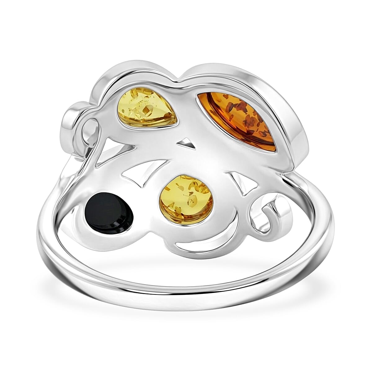 Baltic, Yellow and Green Amber Ring in Sterling Silver (Size 7.0) image number 4