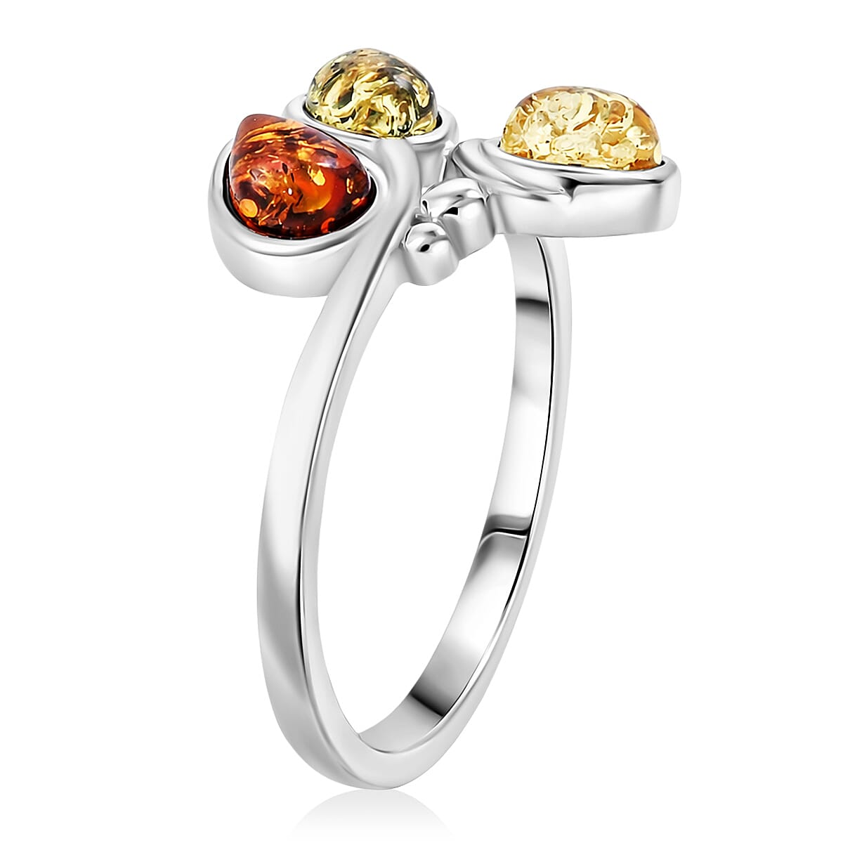 Baltic, Yellow and Green Amber Ring in Sterling Silver (Size 6.0) image number 3