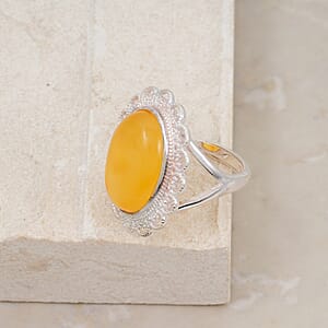 Butterscotch Amber Ring in Sterling Silver (Size 7.0)