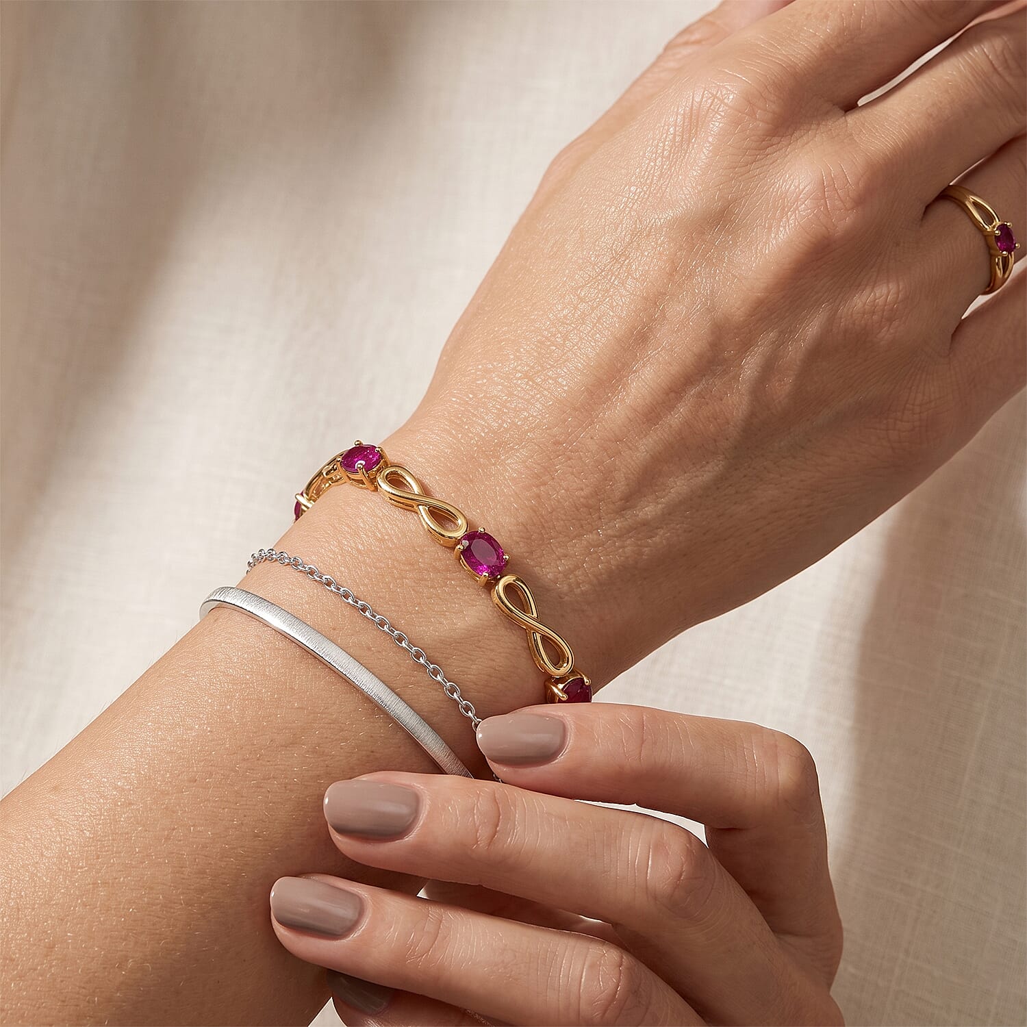 EverTrue Niassa Ruby (FF) 5.00 ctw Bracelet in 18K YG Plated (7.25 In)
