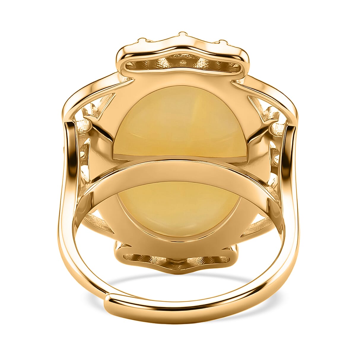 Butterscotch Amber, Simulated Diamond 2.00 ctw Ring in 14K YG Over Sterling Silver (Size 7.0) image number 4