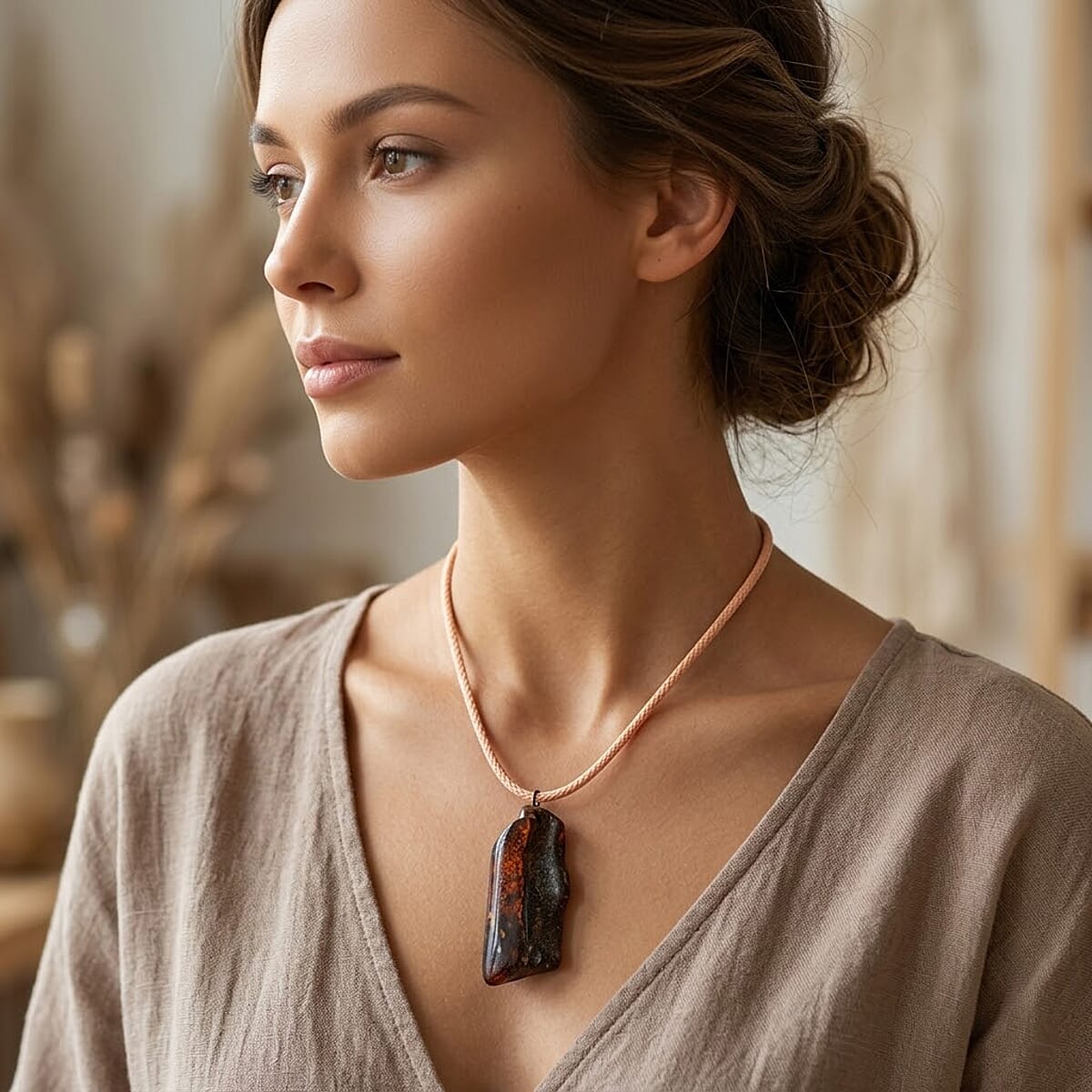 Baltic Amber Baby Pink Rope Necklace (32 Inches) image number 2