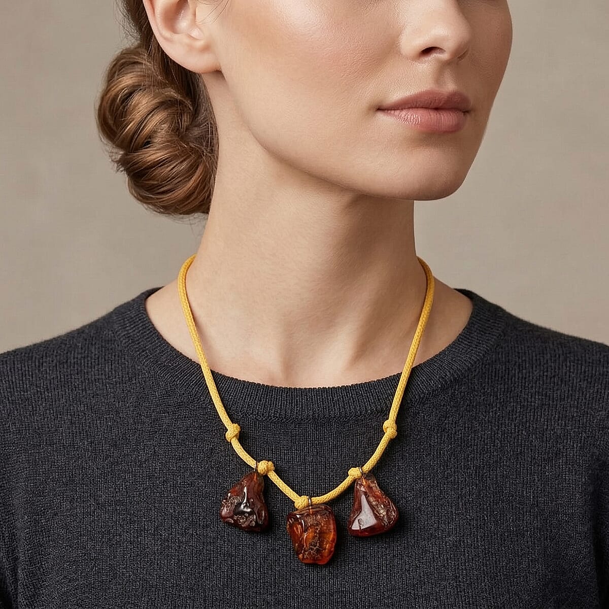 Baltic Amber Yellow Rope Necklace (32 Inches) image number 2