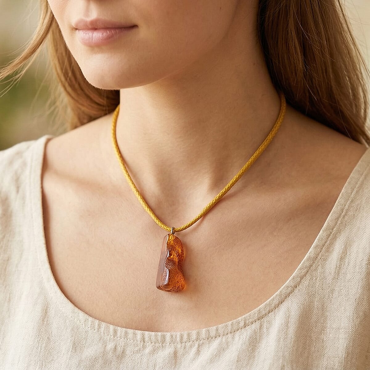 Baltic Amber Yellow Rope Necklace (32 Inches) image number 2