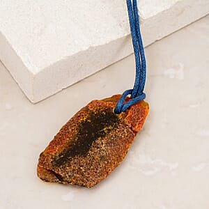 Baltic Amber Blue Rope Necklace (32 Inches)