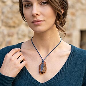 Baltic Amber Blue Rope Necklace (32 Inches)