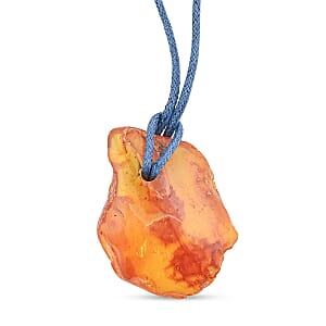 Baltic Amber Blue Rope Necklace (32 Inches)