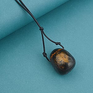 Butterscotch Amber Black Leather Necklace (32 Inches)