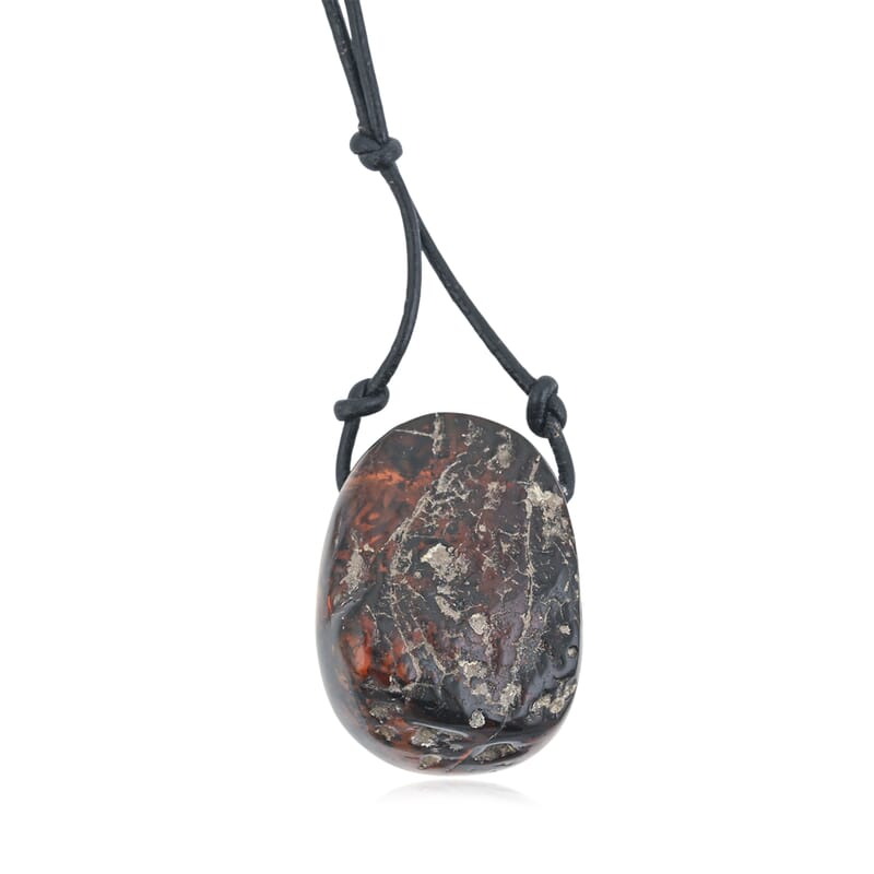 Butterscotch Amber Black Leather Necklace (32 Inches)
