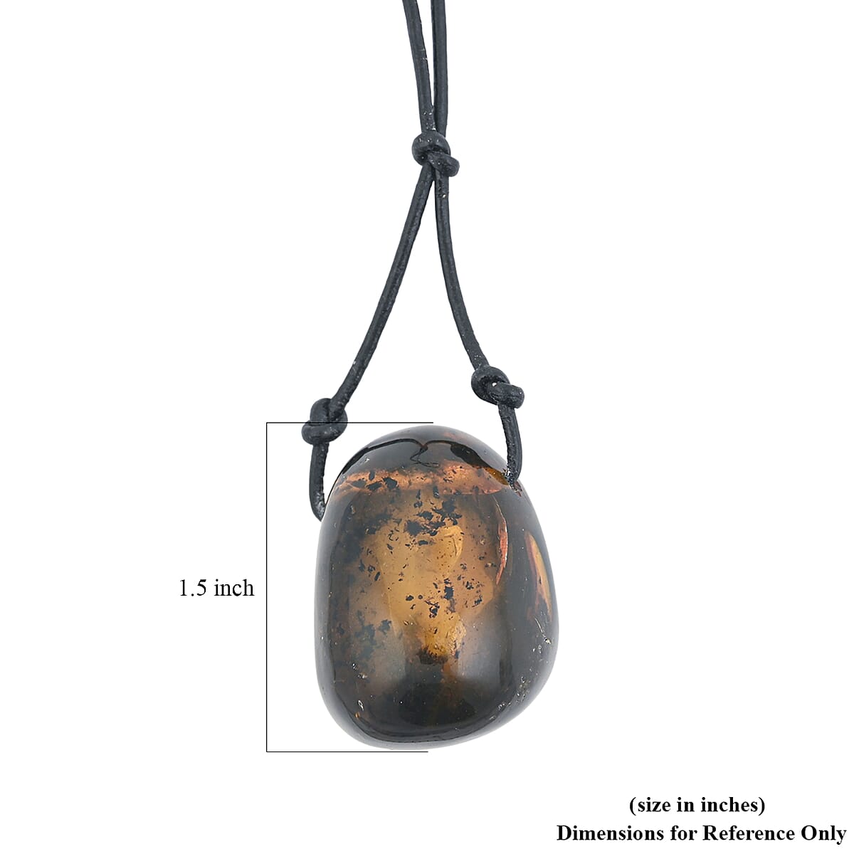 Butterscotch Amber Black Leather Necklace (32 Inches) image number 5