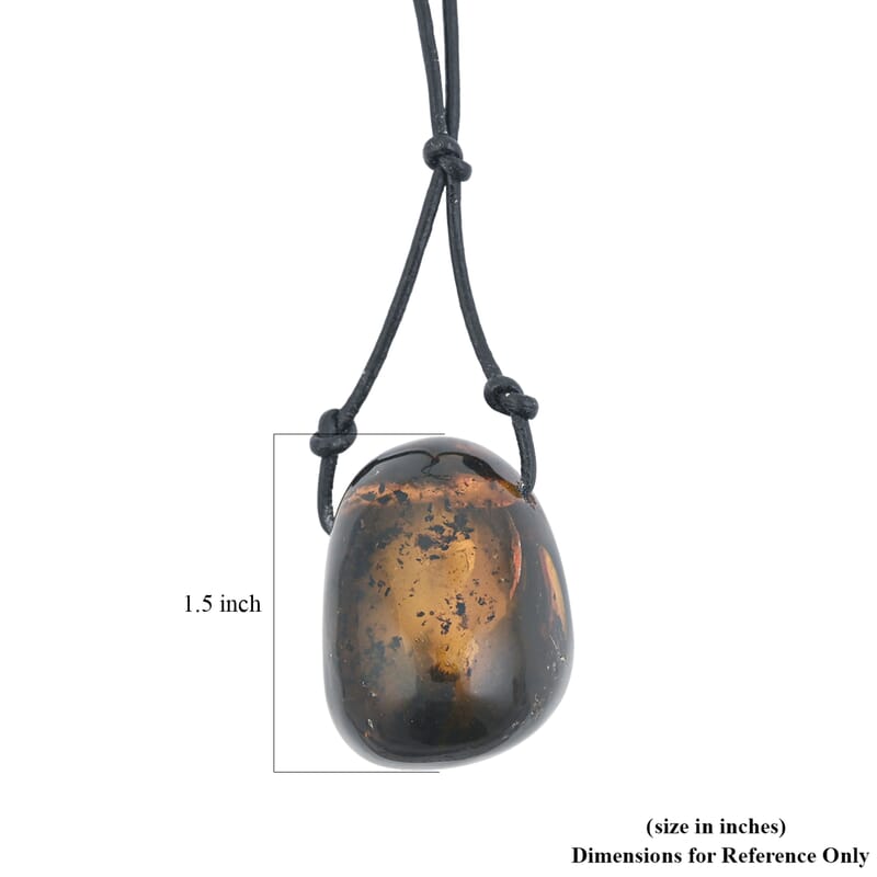 Butterscotch Amber Black Leather Necklace (32 Inches)