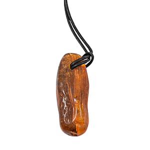Row Amber Black Leather Necklace (32 Inches)