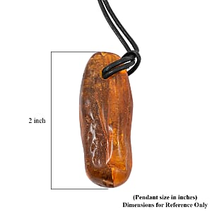 Row Amber Black Leather Necklace (32 Inches)