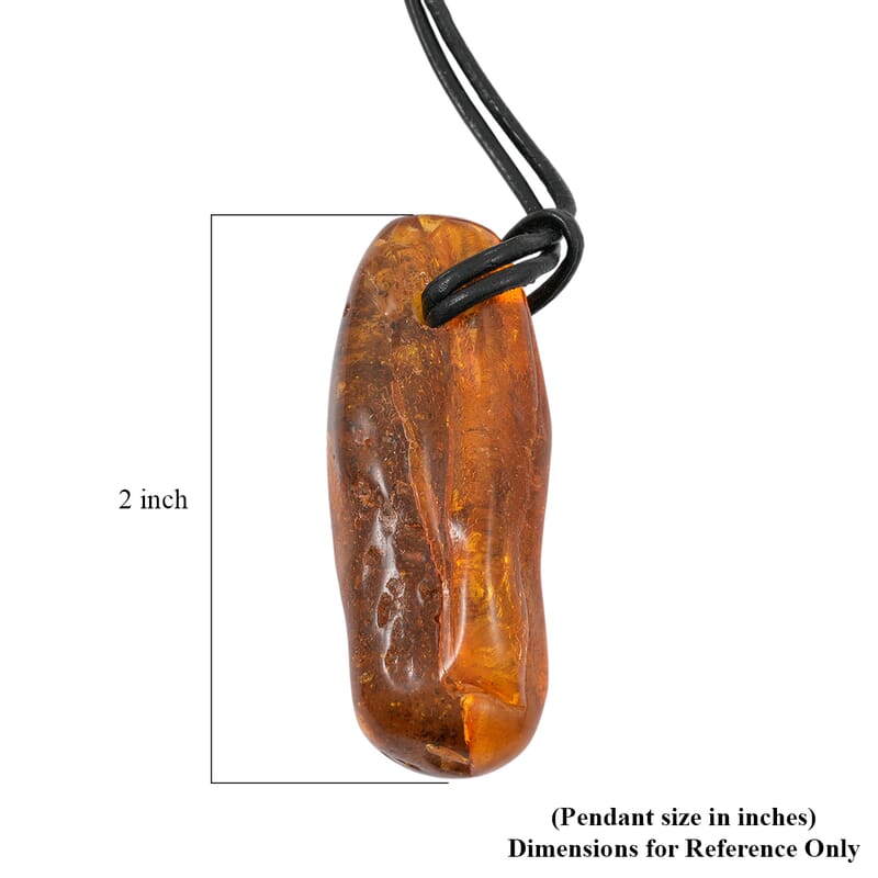 Row Amber Black Leather Necklace (32 Inches)