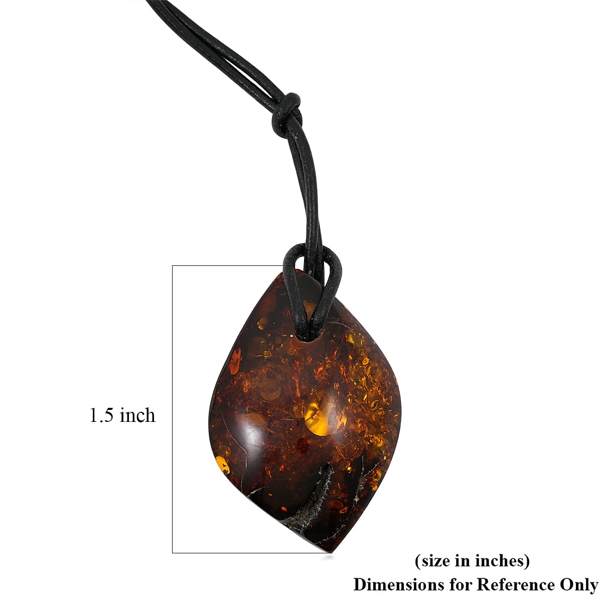 Raw Amber Black Leather Necklace (24 Inches) image number 3